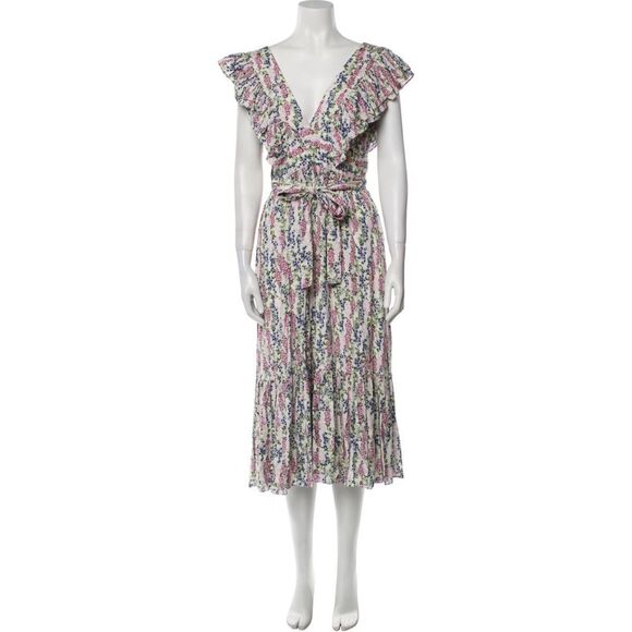 BYTIMO (Norway) Floral V-Neck Wrap Midi Dress Sz L - Picture 4 of 13